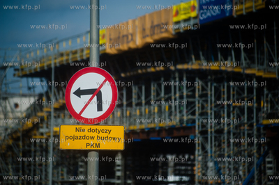 Gdansk. Budowa wiaduktu na ul. Slowackiego, bedacego...