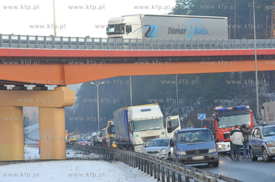Karambol na trojmiejskiej obwodnicy na wysokosci zjazdu...