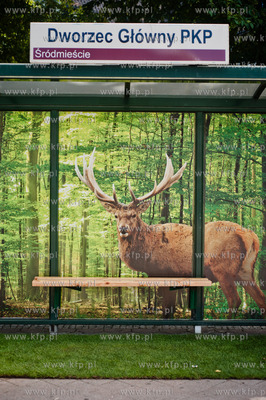Gdansk. Wiata przystanku autobusowego Dworzec Glowny...