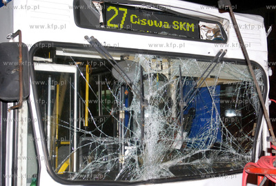 Zderzenie dwoch trolejbusow na ulicy Morskiej w Gdyni,...