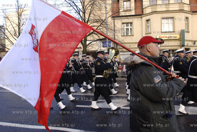 Gdynia. Parada Niepodleglosci. Nz. orkiestra reprezentacyjna...