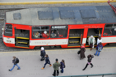 Gdansk Wrzeszcz. Przytanek tramwajowy w poblizu skrzyzowanie...