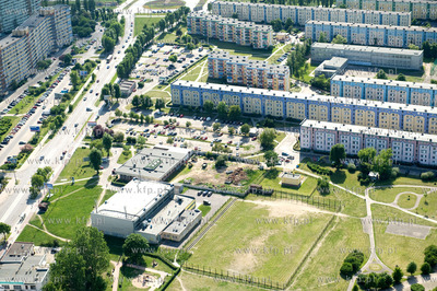 Gdansk Przymorze z lotu ptaka. Ul. Kolobrzeska. Na...