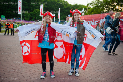 Gdansk. Otwarta dla publicznosci Strefa Kibica na Placu...