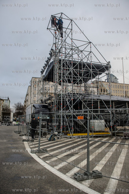 Gdynia. Skwer Kościuszki. Budowa sceny przeznaczonej...