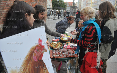 Gdansk. Dlugi Targ. Obchody Miedzynarodowego Dnia Wegetarianizmu....