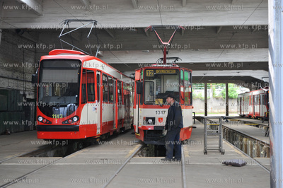 Zajezdnia tramwajowa na ulicy Abrahama w Gdansku Wrzeszczu....