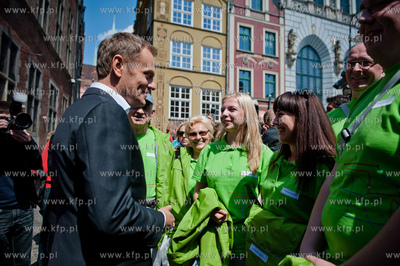 Gdansk. Ulica Dluga. Wizyta Premiera RP Donalda Tuska,...