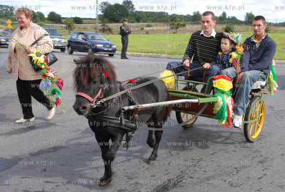 Kosakowo. Dozynki gminne. Nz. Przemarsz dozynkowego...