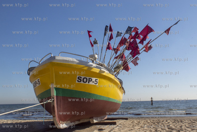 Przystań rybacka w Sopocie. Nz. kuter SOP-5 19.04.2019...