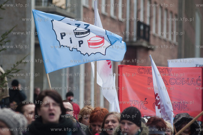 Gdansk. Protest zwiazkow zawodowych Szpitala Specjalistycznego...