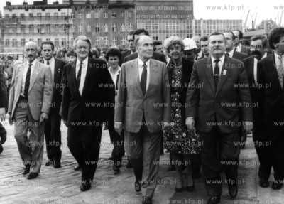 Wizyta prezydenta Francji Francois Mitterranda w Gdansku....