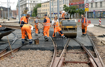 Remont skrzyzowania i torowiska na gdanskim Hucisku....