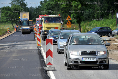 Lezno woj. Pomorskie. Remont drogi krajowej nr 7 pomiedzy...
