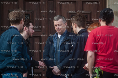 Gdansk. Nowy Ratusz. Plan zdjeciowy serialu pt. Prawo...