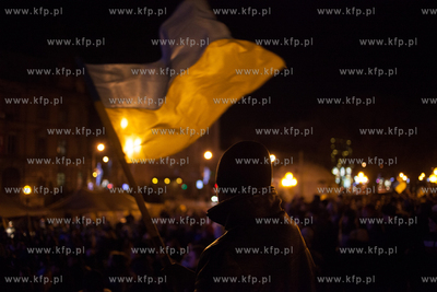 Lwow, Ukraina NZ Demonstracje antyrzadowe na placu...