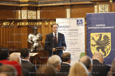 Gdansk. Dwor Artusa. Pozegnanie Andrzeja Golygi - prezesa...