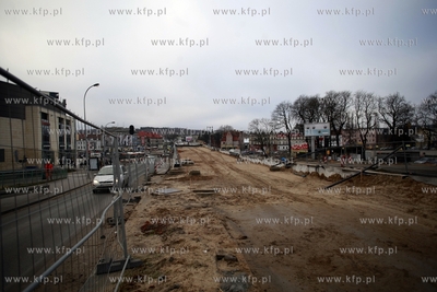 Gdansk. Budowa Trasy Slowackiego. Odcinek od wiaduktu...