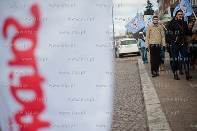 Gdansk. Protest zwiazkow zawodowych Szpitala Specjalistycznego...