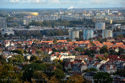 Gdansk Oliwa. Widok z platformy widokowej na gorze...
