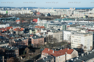 Gdańsk Wrzeszcz. Widok z podnośnika z Komendy Wojewódzkiej...