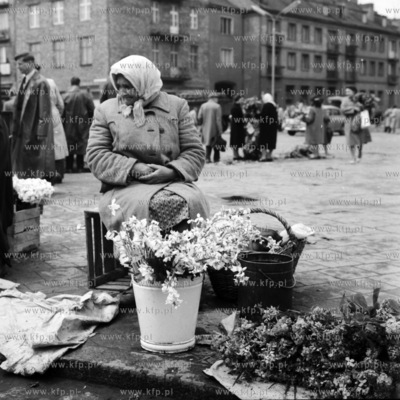 Handel kwiatami pod Halą Targową w Gdańsku. 1963...