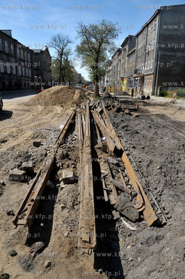 Gdansk. Dolne Miasto. Remont i przebudowa ulicy Lakowej....