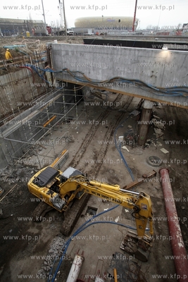 Prace przy budowie wezla drogowego przy ul. Marynarki...