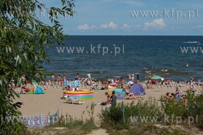 Lato w Sopocie. 5.08.2021. Nz. Plaża w Sopocie. /...