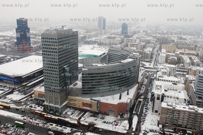 Panorama zimowej Warszawy - widok z Palacu Kultury...