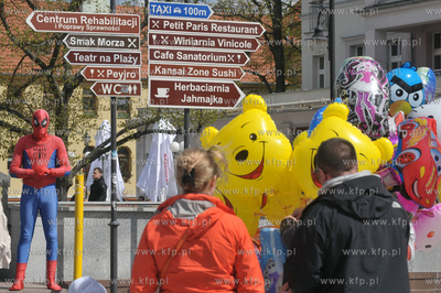 Sopot. Na monciaku pojawil sie Spiderman. 2.05.2015...
