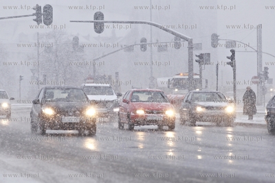 Gdansk. Aleja Zwyciestwa.Trudne warunki drogowe spowodowane...