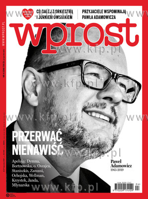 Okładka tygodnika Wprost z z 21 stycznia 2019 ze zdjęciem...
