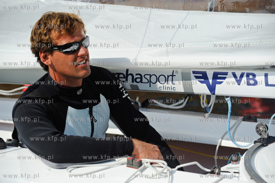 Gdynia. Port Jachtowy. Zeglarz Mateusz Kusznierewicz,...