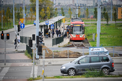 Gdansk. Przystanek tramwajowy przy petli na Chelmie....