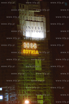 Gdynia. Powitanie Nowego, 2008 Roku na Skwerze Kosciuszki....