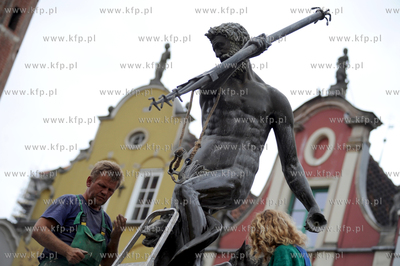Gdansk. Koncerwacja fontanny Neptuna. Pracami kieruje...