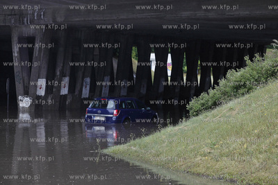 Gdansk Zaspa. Zalany przejazd pod wiaduktem na Al....
