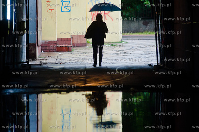 Gdansk. Wrzeszcz. Zalane przez ulewny opad deszczu...