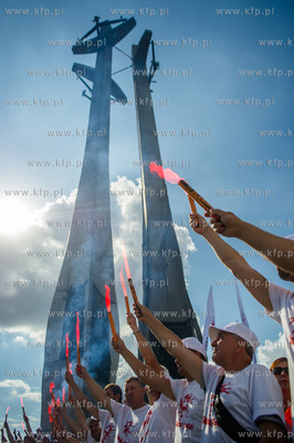 Gdansk. Plac Solidarnosci. Pokojowa manifestacja zwiazkowcow,...