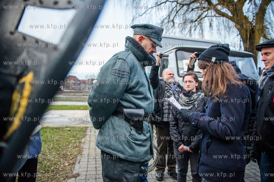 Gdansk. Teren przez Historyczna Sala BHP. Inscenizacja...