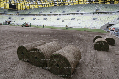 Gdansk Letnica. Budowa stadionu pilkarskiego PGE Arena....