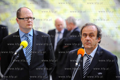 Gdansk. Stadion PGE Arena. Briefing prasowy z udzialem...