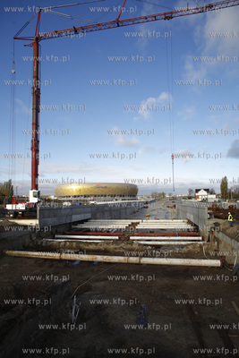 Budowa wezla komunikacyjnego w Gdansku Letnicy. 05.11.2013...