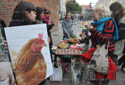 Gdansk. Dlugi Targ. Obchody Miedzynarodowego Dnia Wegetarianizmu....