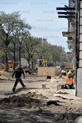 Gdansk. Dolne Miasto. Remont i przebudowa ulicy Lakowej....