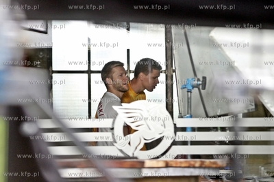 Gdansk. Restauracja Stacja de Luxe. Pilkarze reprezentacji...