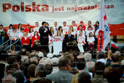 Gdansk. Targ Rybny. Wiec wyborczy Jaroslawa Kaczynskiego,...