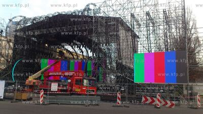 Gdynia. Skwer Kosciuszki. Budowa sceny na Sylwestrowa...