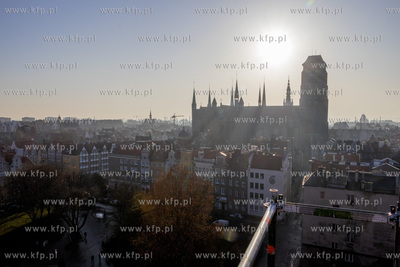 Panaroma Gdańska z Bazyliki św. Mikołaja w Gdańsku....